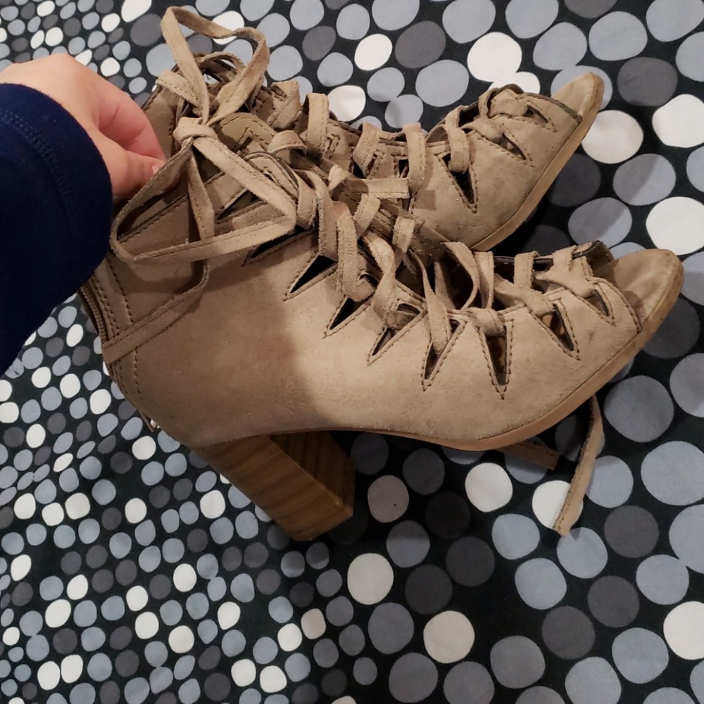 Tan suede heels